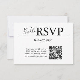 Tarjeta de código QR de RSVP blanca para boda mode