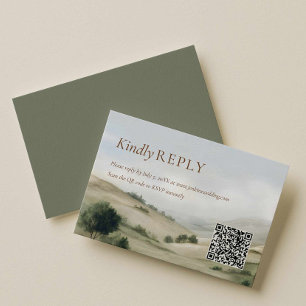 Tarjeta de código QR de RSVP de boda al aire libre