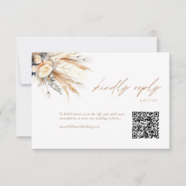 Tarjeta de código QR de RSVP de boda de hierba de 