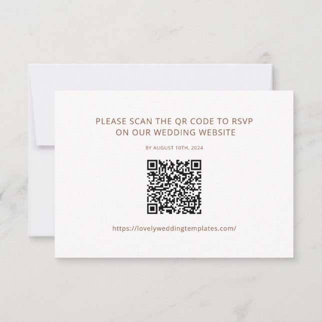 Tarjeta de código QR de RSVP de boda de terracota  (Reverso)