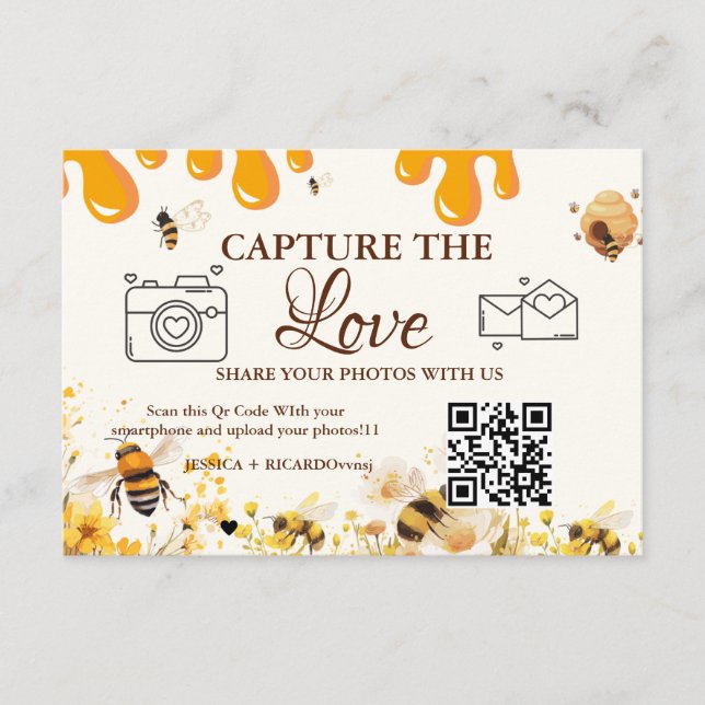 Tarjeta de código QR para boda Capture the Love, t (Anverso)