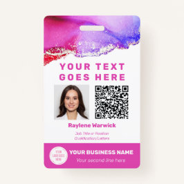 Tarjeta de código QR para foto de empleado rosa