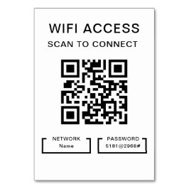 Tarjeta de código QR personalizada Wifi Password &