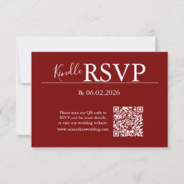 Tarjeta de código QR RSVP roja para boda moderna