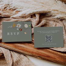 Tarjeta de código QR Sage Green Wildflower Wedding