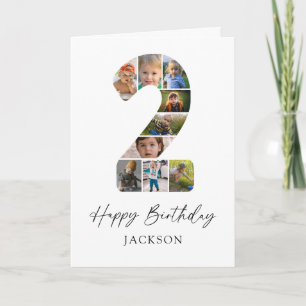 Tarjeta de colaje de fotos de cumpleaños 2 minimal