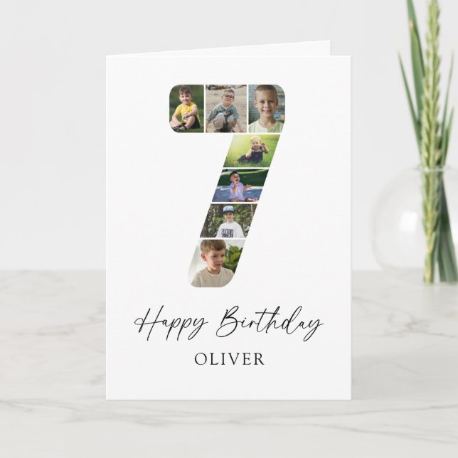 Tarjeta de Colaje de Fotos de Cumpleaños Moderno 7 (Anverso)