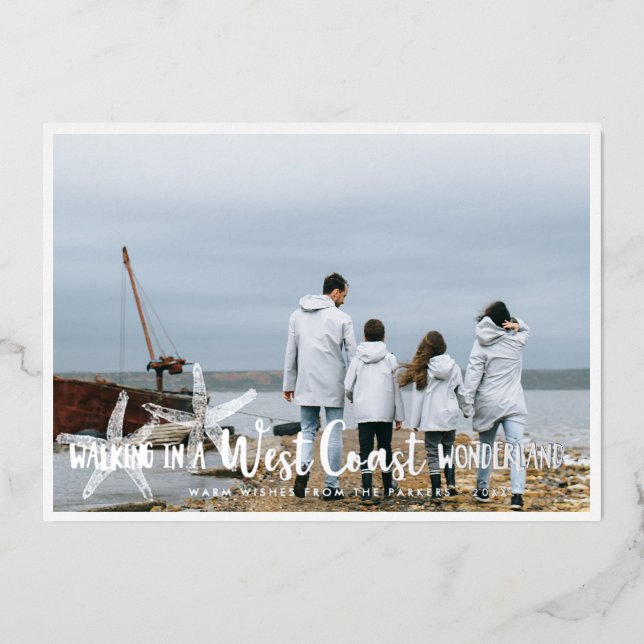 Tarjeta de Colaje de Fotos de Vacaciones en la Cos (Anverso)