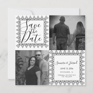 Tarjeta de colaje de fotos en negro y blanco de ma