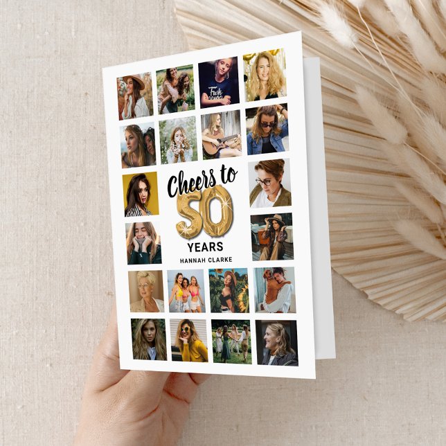 Tarjeta de Colaje de Fotos para Cumpleaños 50 (Subido por el creador)