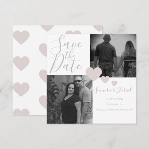 Tarjeta de Colaje de Fotos Simple Corazón Rosa Gri