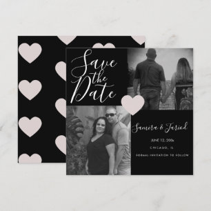 Tarjeta de Colaje de Fotos Simple Corazón Rosa Neg