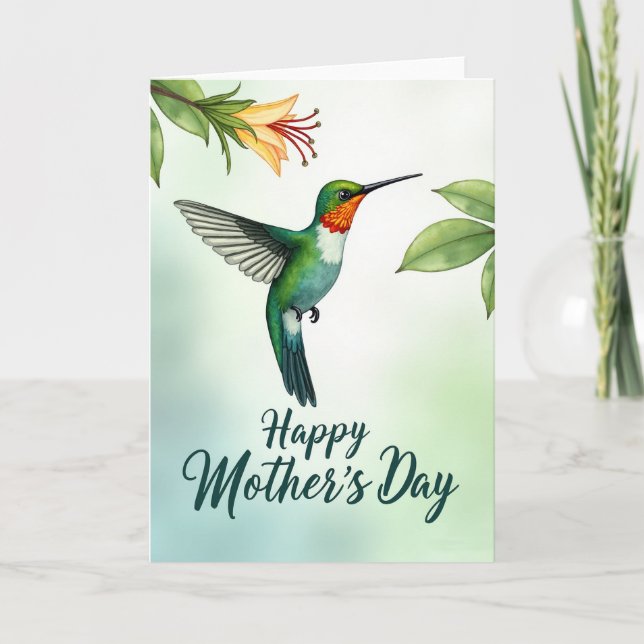 Tarjeta de colibrí con acuarela (Anverso)