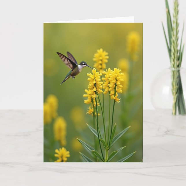 Tarjeta de Colibrí Floral (Anverso)