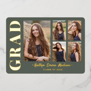Tarjeta de collage de 5 fotos grad Sage Green y Go