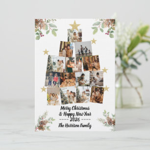 Tarjeta de collage de foto del árbol de Navidad fa