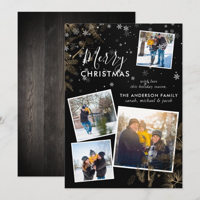 Tarjeta de Collage de fotos Cute Snowflake Navidad (Anverso / Reverso)