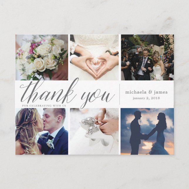 Tarjeta de Collage de fotos de agradecimiento (Anverso)