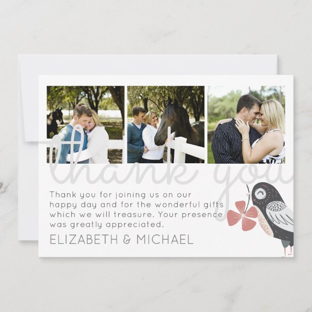 Tarjeta de Collage de fotos de agradecimiento Boda (Anverso)