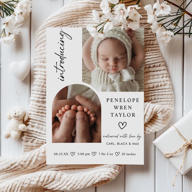 Tarjeta de Collage de fotos de anuncio de nacimien (Subido por el creador)