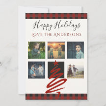 Tarjeta de Collage de fotos de Buffalo Plaid en In