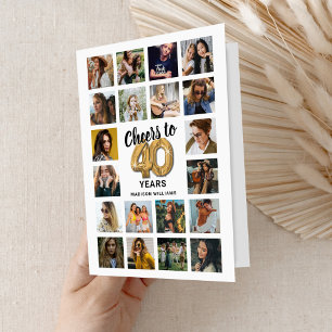 Tarjeta de collage de fotos de cumpleaños 40