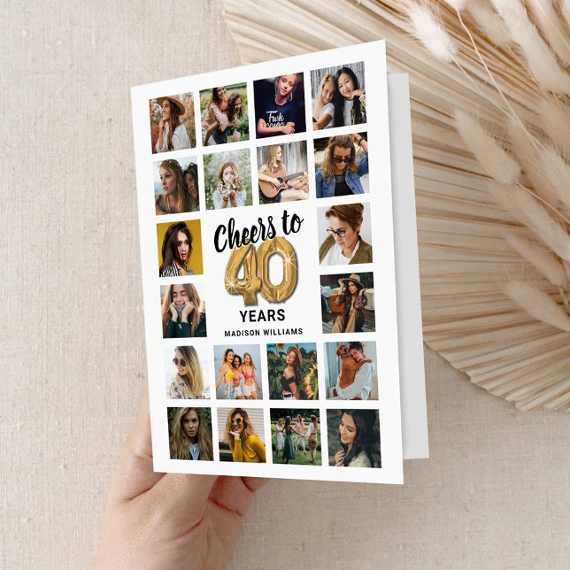 Tarjeta de collage de fotos de cumpleaños 40 (Subido por el creador)