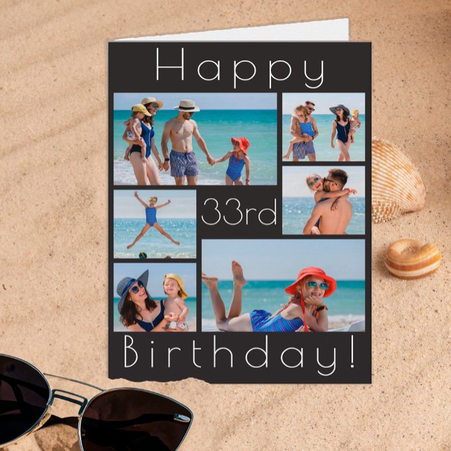 Tarjeta de Collage de fotos de cumpleaños de edad  (Any age photo collage birthday card)