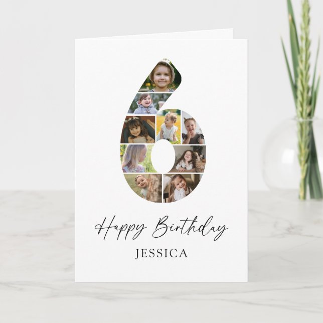 Tarjeta de Collage de Fotos de Cumpleaños Moderno  (Anverso)