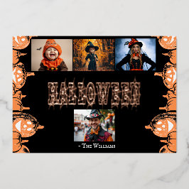 Tarjeta de Collage de fotos de Halloween familiar