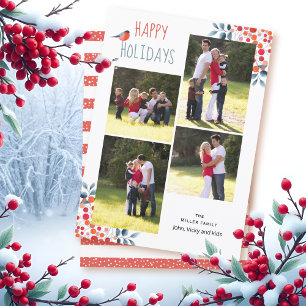 Tarjeta de collage de fotos de Navidades de bayas