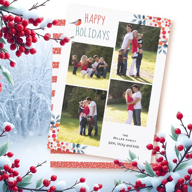 Tarjeta de collage de fotos de Navidades de bayas  (Subido por el creador)
