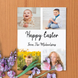 Tarjeta de Collage de Fotos de Pascua Feliz