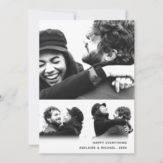 Tarjeta de Collage de fotos de vacaciones Minimali (Anverso)