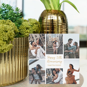 Tarjeta de Collage de fotos del aniversario románt