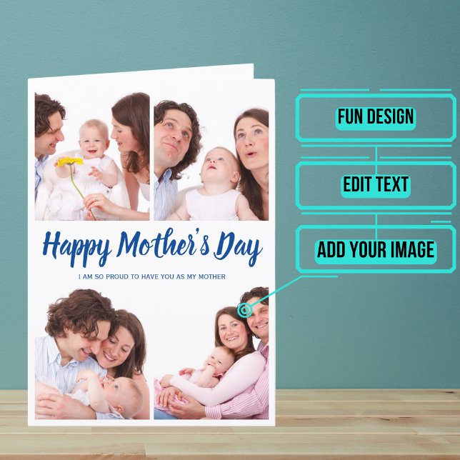 Tarjeta de Collage de fotos del Día de la Madre (Give mum this extra special card on Mother's Day that let's you add a photo collage.)