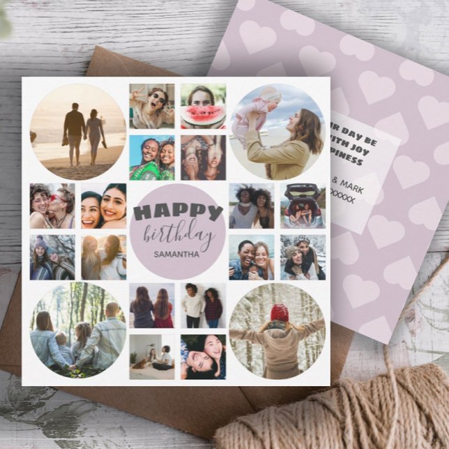 Tarjeta de Collage de fotos Feliz Cumpleaños Rosa  (Subido por el creador)