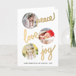 Tarjeta de Collage de fotos Gold Handwriter Holida