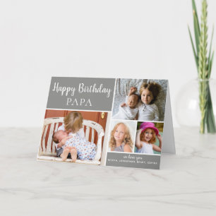 Tarjeta de Collage de fotos Gray Happy Birthday PA