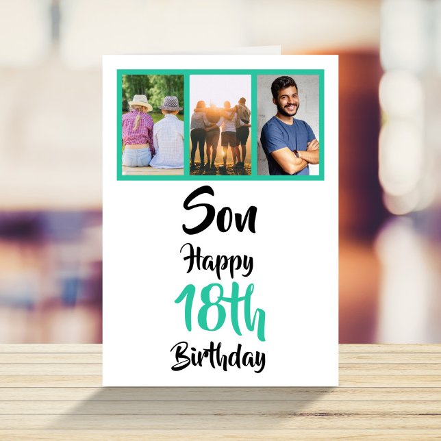 Tarjeta de Collage de fotos moderna verde de 18 añ (Subido por el creador)