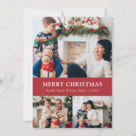 Tarjeta de Collage de fotos navideño Red Merry
