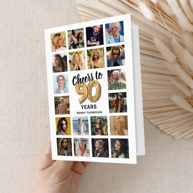 Tarjeta de Collage de Fotos para el 90 Cumpleaños (Subido por el creador)