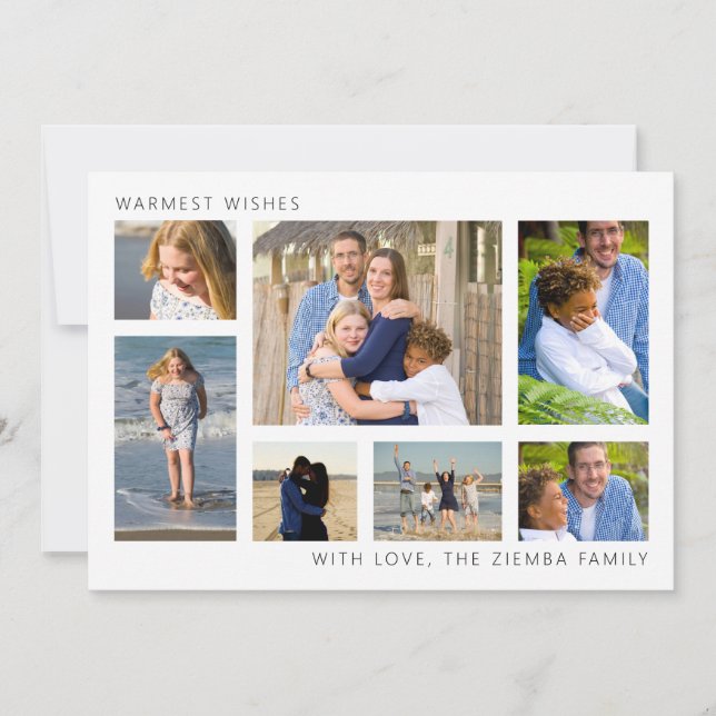 Tarjeta de Collage de fotos para Navidades minimal (Anverso)