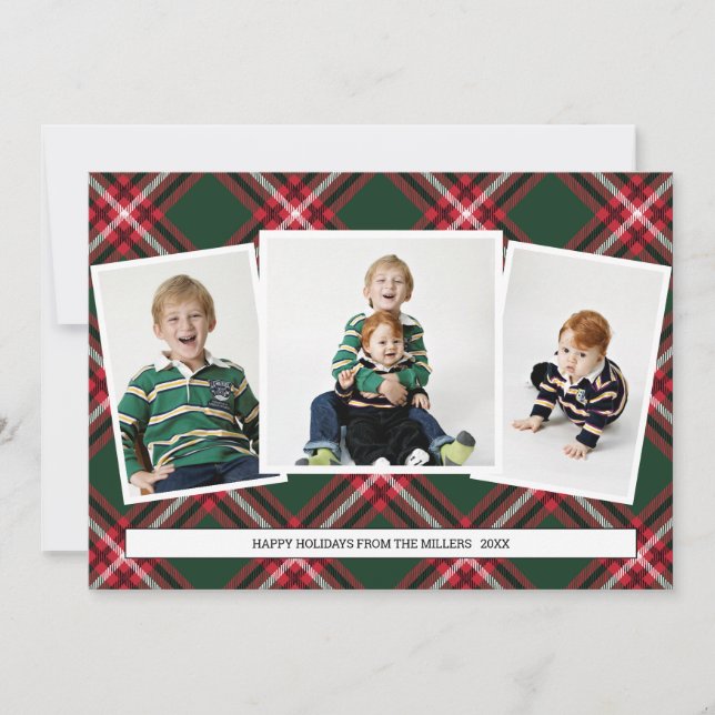 Tarjeta de Collage de fotos Tartán Plaid para Navi (Anverso)