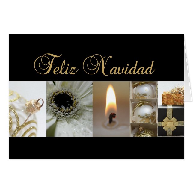 tarjeta de collage de navidades de oro negro españ (Anverso (Horizontal))