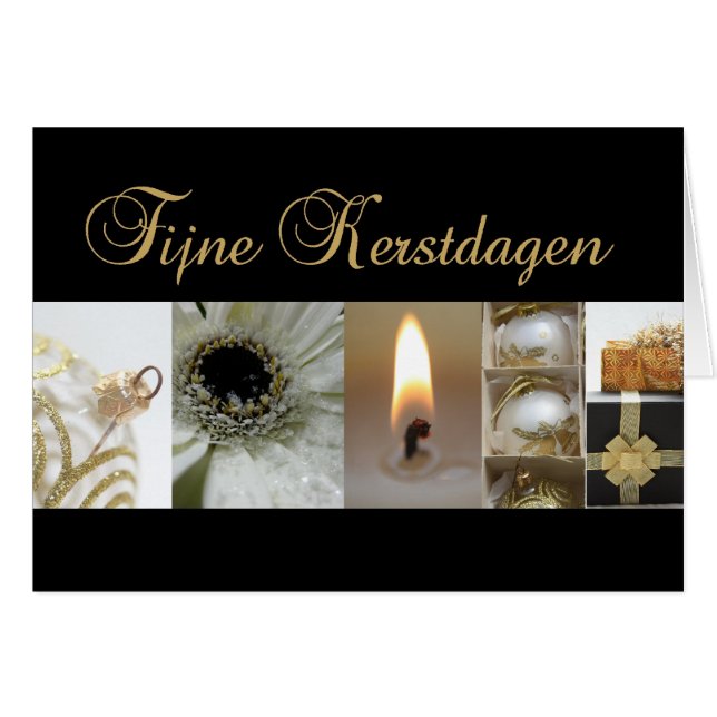 tarjeta de collage de navidades de oro negro holan (Anverso (Horizontal))