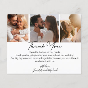 tarjeta de collage elegante de boda 3 fotos
