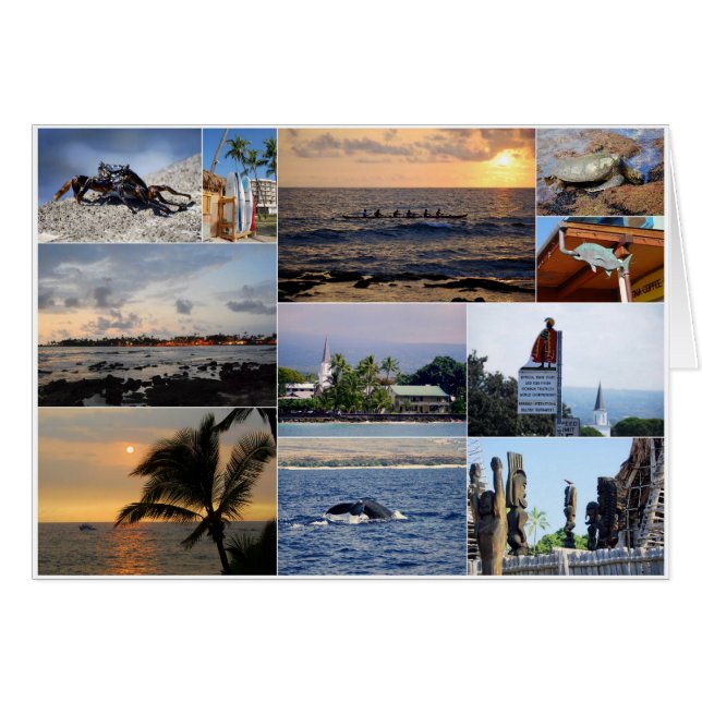 Tarjeta de Collage Kailua Kona Hawaii (Anverso (Horizontal))