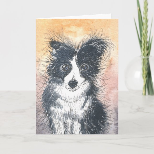 Tarjeta De Collie De Borde Cuidado, Para Los Entus (Anverso)