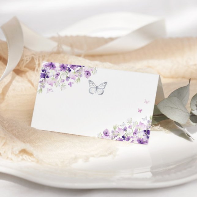 Tarjeta de colocación de mariposa floral plateada  (Subido por el creador)